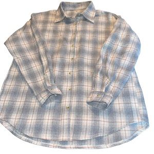 NWOT Women’s Flannel Shirt Sz LgTan And Brown Plaid Flannel Shirt Long Sleeve
